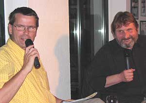 Schauspieldirektor Wolf Bunge (re.) bei Moderator Andreas Groebe