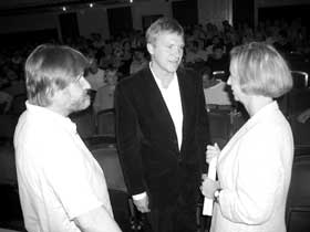 Brandenburgs Kultur- und Wissenschaftsministerin Prof. Johanna Wanka, Intendant Martin Schüler (Mitte) und der neue Schauspieldirektor Wolf Bunge 