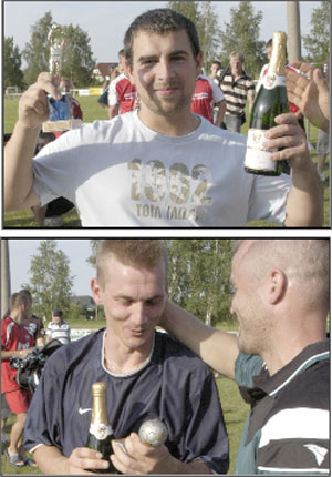 David Weidauer aus Hoyerswerda vom Team Bad Boyz, die schließlich auf dem vierten Platz landeten, durfte den Pokal für den besten Torwart entgegen nehmen. Großere Blessuren brauchte er nicht einstecken / Daniel Müller vom Team ASAHI war bester Torschütze mit elf Treffern im gesamten Turnier. Leicht wurde ihm seine Aufgabe allerdings nicht gemacht, denn die Torhüter waren ebenfalls auf Zack, sagt er