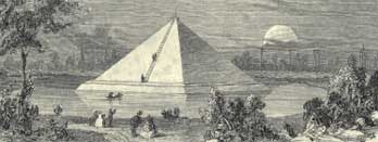Der Tumulus in Branitz. Aus: Tableau: Die Parkanlagen, 1863 In: Die Gartenlaube, 1863 