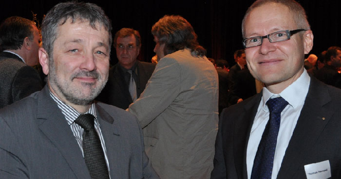 Gedankenaustausch über Ressortgrenzen hinaus: eG Wohnen-Vorstand Arved Hartlich und Rechtsanwalt Thomas Hampel