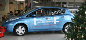 Ganz neu im Autohaus Wilk ist der Nissan Leaf mit einem rein elektrischen Antrieb. ­Damit sind Emissionen und Lärm ausgeschlossen, Sparsamkeit und Fahrkomfort werden groß geschrieben