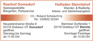 Rasthof Domsdorf, Hofladen Steinitzhof, Telefon: 035602 - 22344