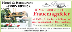 Haus Irmer, Telefon: 0355 - 28 74 74