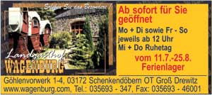 Landgasthof Wagenburg, Tel.:  035693 - 347
